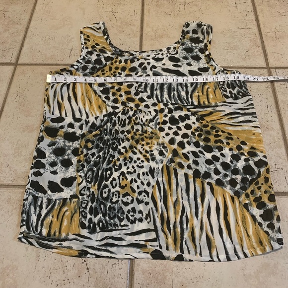 Jordan (RN 64138) Mixed Animal Print Sleeveless Blouse M Sheer Leopard Zebra - Picture 5 of 5